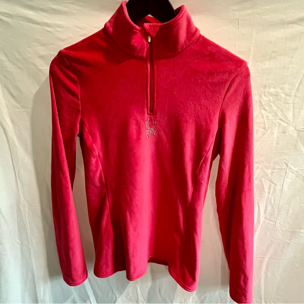 Spyder Shimmer Bug Pink Fleece Ski Top Apres Cozy Chic Cabincore Woman's Size M